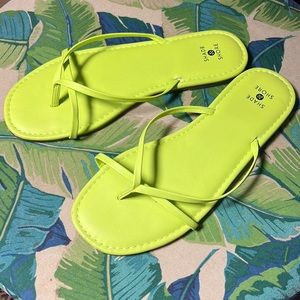 Neon green strappy sandals